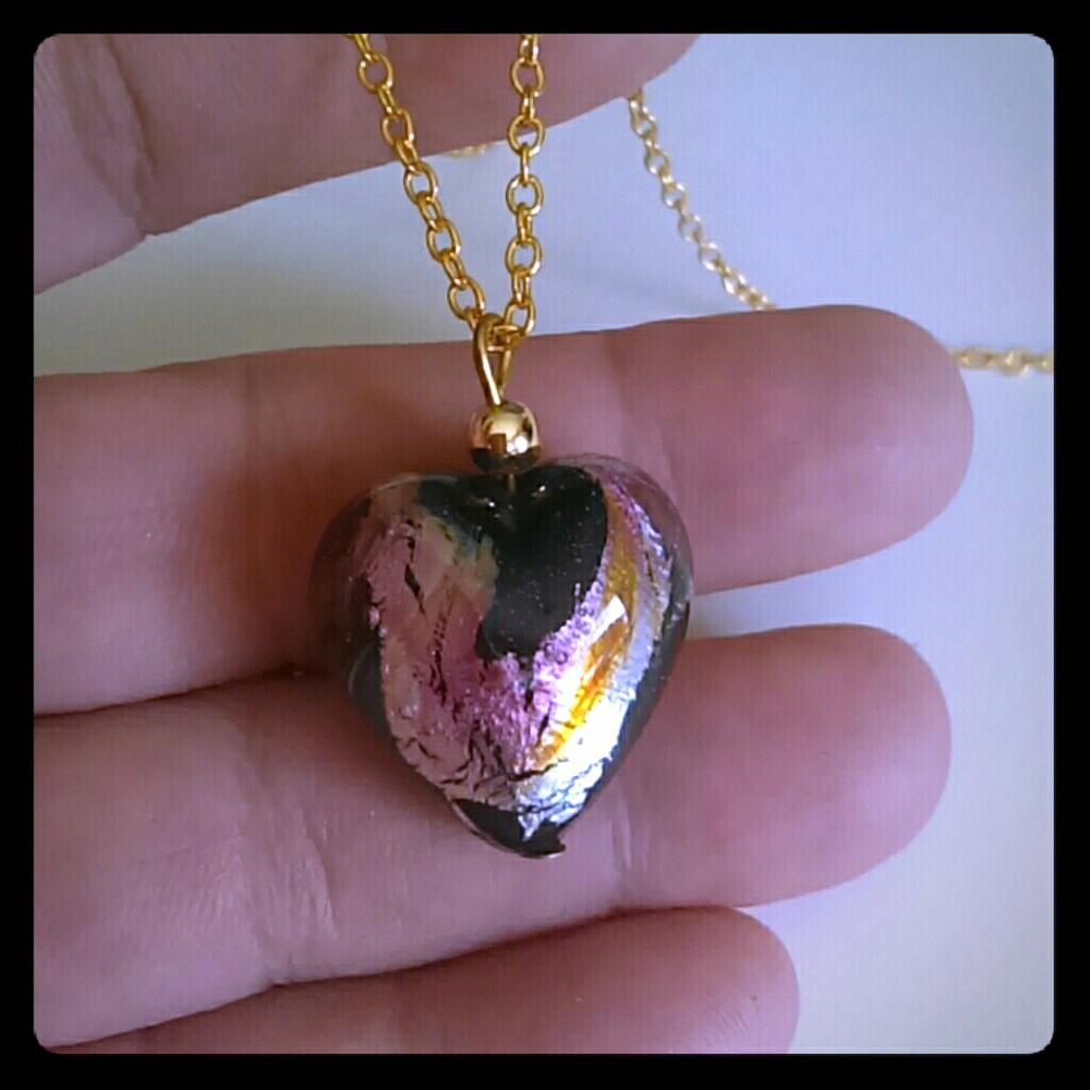 Diphoric Glass Heart Pendant Necklace